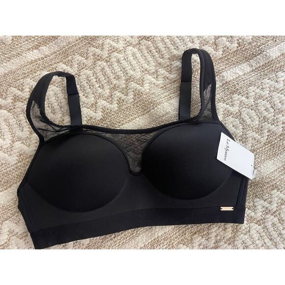 Le Mystere Bra 34B Sheer Illusion Wirefree Lightly Padded Plunge NEW NWT - Picture 3 of 10